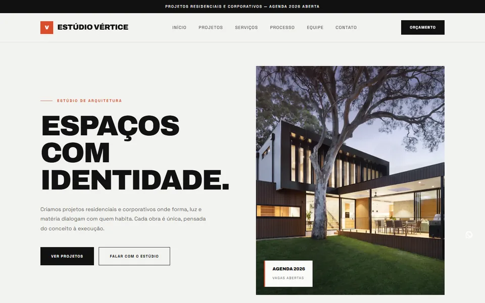 Design do modelo Estúdio Vértice