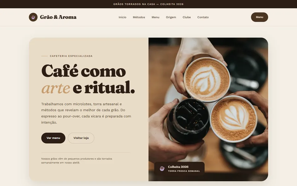 Design do modelo Grão & Aroma