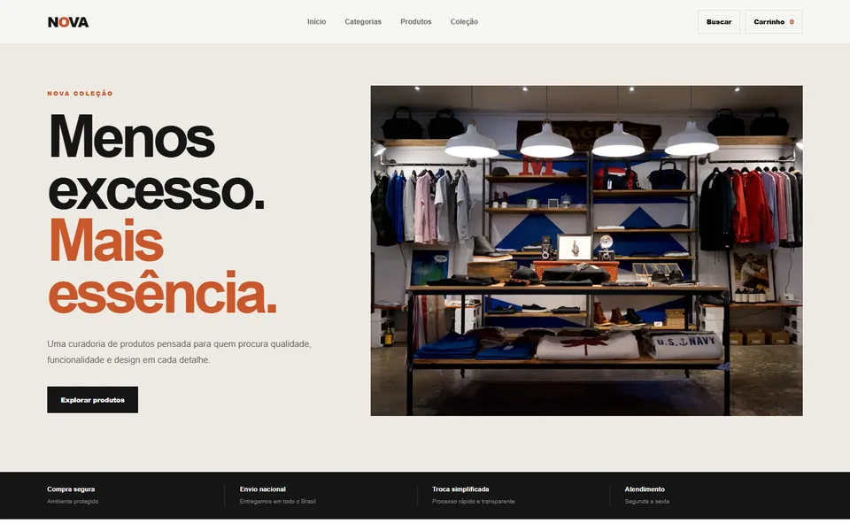 Design do modelo Nova Store