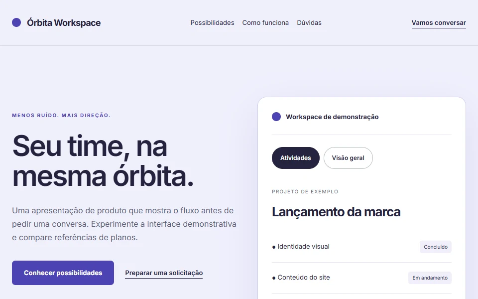 Design do modelo Órbita Workspace